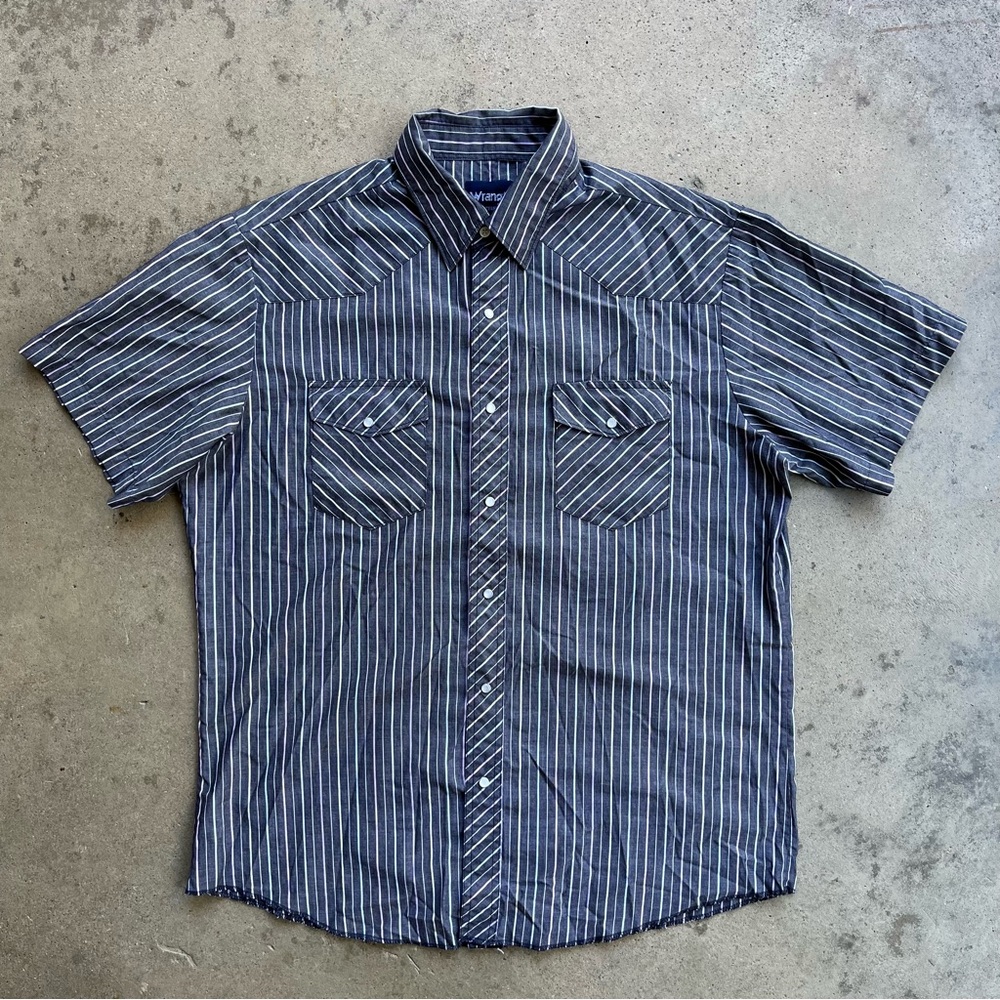 Wrangler Men's Pearl Snap Striped Short Sleeve Shirt 2XL